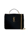 Saint Laurent Small Black Loulou Monogram Velvet Bag