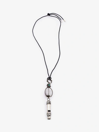 Alexander Mcqueen Whistle And Stone Necklace In Black
