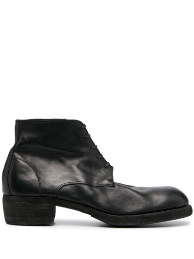 Guidi Slouched Lace Up Ankle Boots In Black