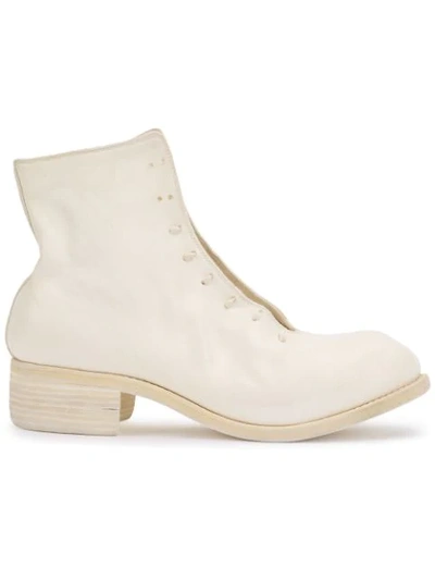 Guidi Slouched Lace Up Ankle Boots In White