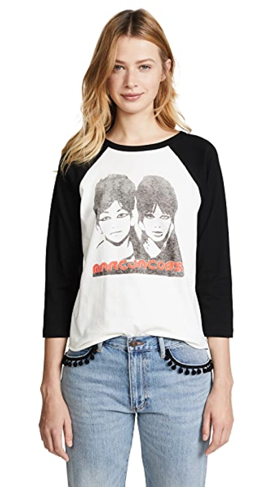 Marc Jacobs Printed Stretch-cotton Jersey Top In Bianco