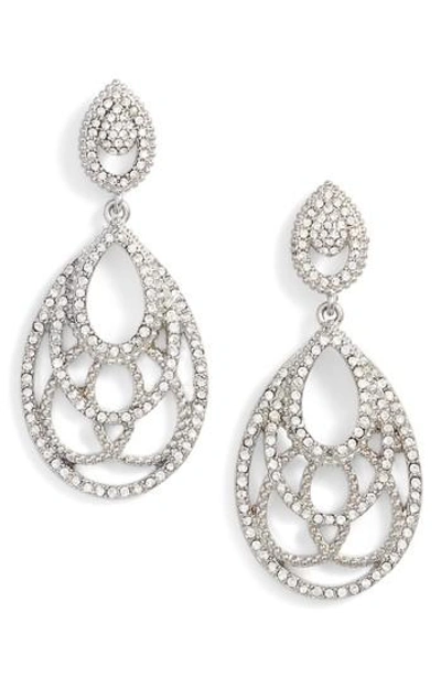 Jenny Packham Openwork Crystal Drop Earrings In Crystal/ Silver