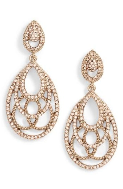 Jenny Packham Openwork Crystal Drop Earrings In Champagne/ Gold