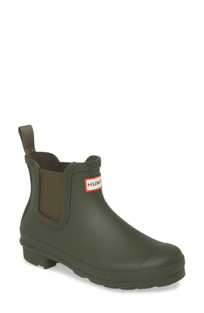 Hunter 'original' Waterproof Chelsea Rain Boot In Dark Olive