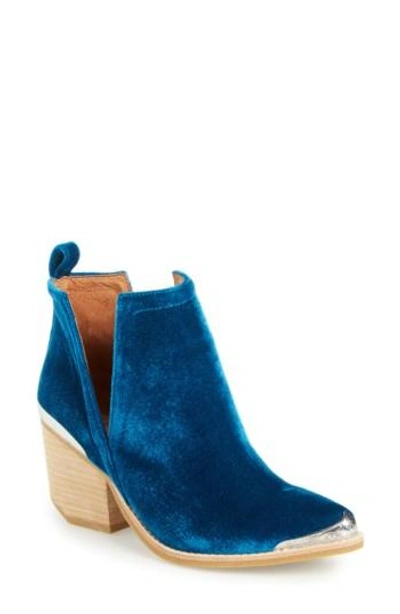 Jeffrey Campbell Cromwell Cutout Western Boot In Turquoise Velvet