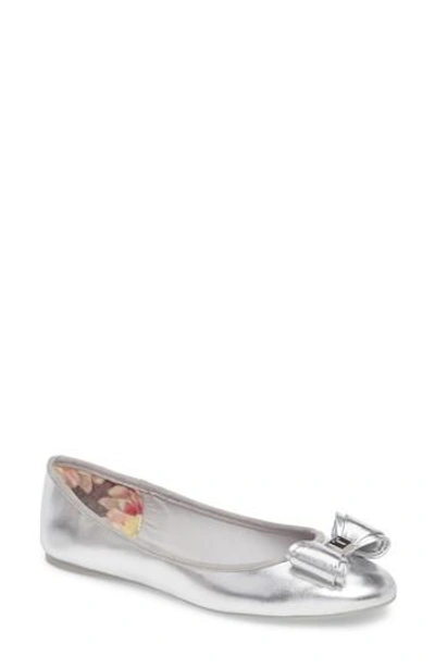 Ted Baker Immet Ballet Flat In Silver