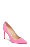 Manolo Blahnik 'bb' Pointy Toe Pump In Neon Pink