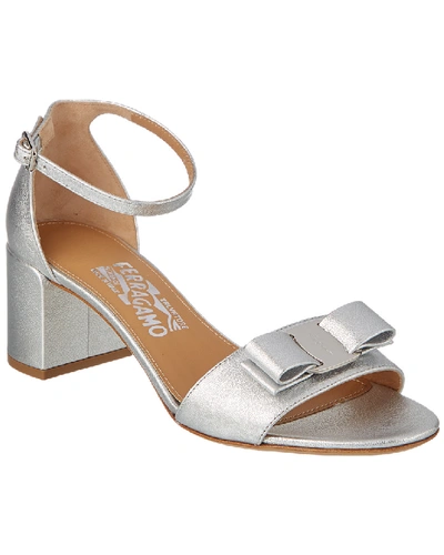 Ferragamo Gavina Metallic Leather Ankle Strap Sandal