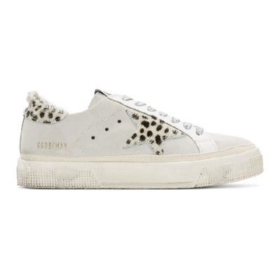 Golden Goose White Suede Leopard May Sneakers