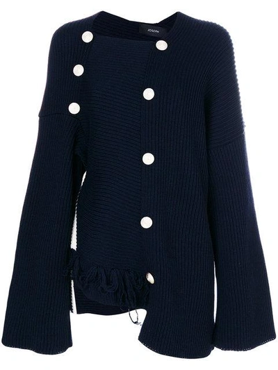 Joseph Asymmetric Ribbed Jumper With Button Details In Navy