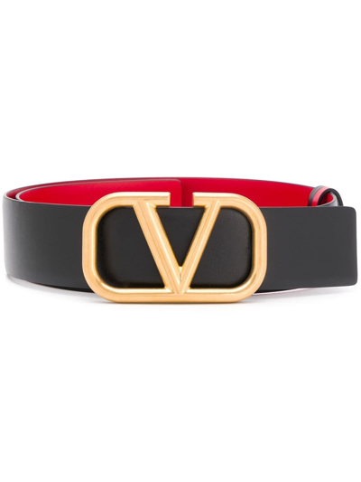 Valentino Garavani Cintura Fibbia Logo V In Black