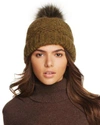 Inverni Slouchy Beanie With Coyote Fur Pom-pom - 100% Exclusive In Olive