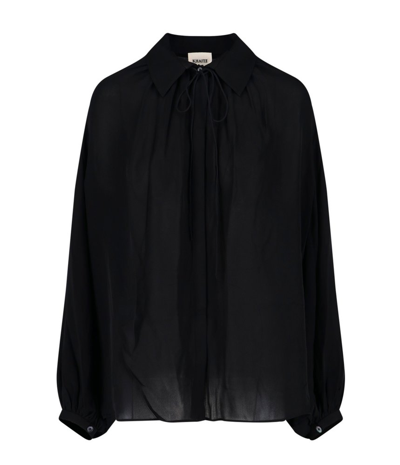 Khaite Frances Silk Georgette Button-up Shirt In Nero
