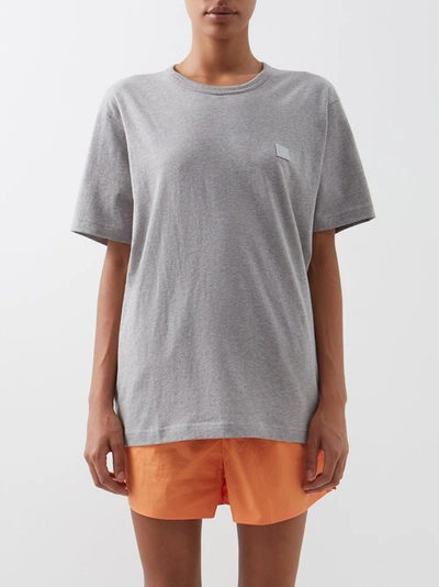 Acne Studios Nash Face-logo Cotton-jersey T-shirt In Grey