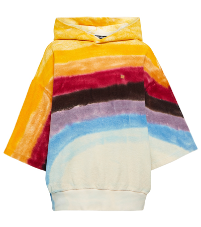 Acne Studios Embroidered Striped Cotton-terry Hoodie In Saffron