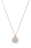 Kate Spade Sunny Crystal Halo Pendant Necklace In Pink/gold