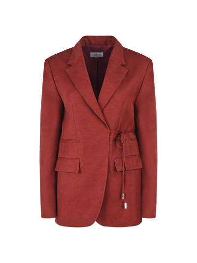 Halston Harper Oversized Tie-front Blazer In Russet