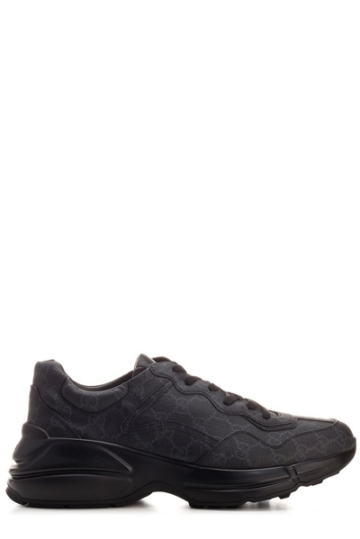Gucci Rhyton Gg Supreme Fabric Sneakers In Black