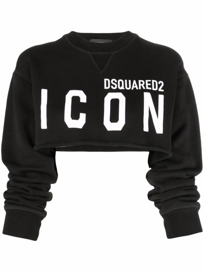 Dsquared2 Cropped Logo-print Sweatshirt In Black