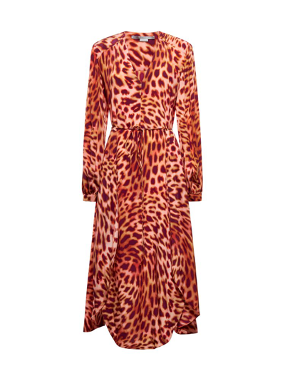Stella Mccartney Leopard-print Tied Waist Dress In Multicolor