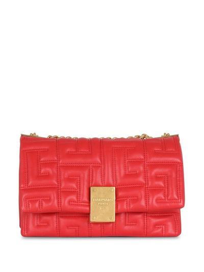 Balmain Small 1945 Soft Quilted Crossbody Bag In Rouge