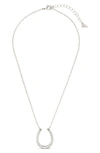Sterling Forever Cz Horseshoe Pendant Necklace In Silver