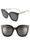 Gucci 51mm Cat Eye Sunglasses In Black/ Grey Solid