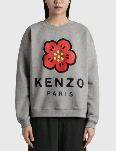 Kenzo Logo Comfort Wool Sweater In Grey