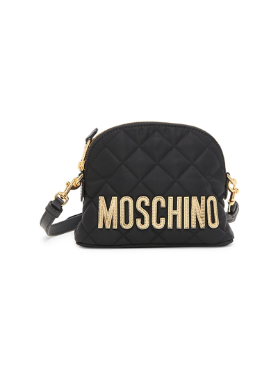 Moschino Quilted Nylon Shoulder Bag In Fantasy Print Black