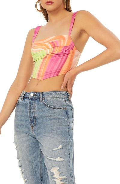 Afrm Vana Ruched Crop Top In Abstract Spring Wave