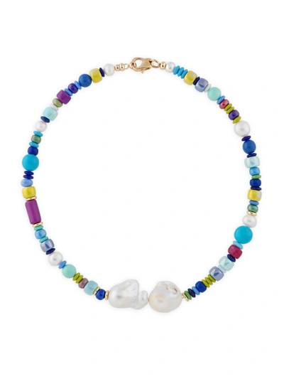 Martha Calvo Women's Mykonos 14k-gold-plated, Glass, & Freshwater Pearl Beaded Necklace