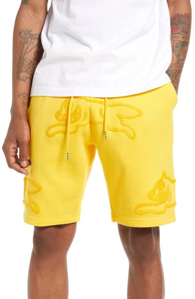 Icecream Chenille Embroidered Logo Shorts In Lemon Chrome