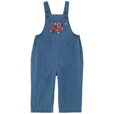 Frugi Kids'  Alexa Overalls Chambray Floral In Navy