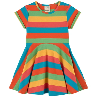 Frugi Kids' Spring Gots Dress Camper Blue/rainbow Stripe