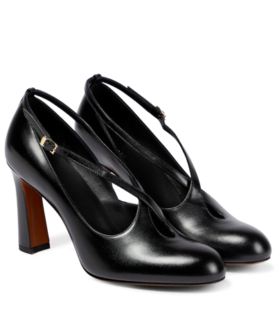 The Row Spencer Calfskin Buckle Pumps In Black