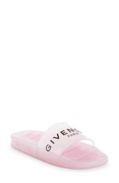 Givenchy Women's Transparent Logo Slide Sandals In Blossom Pink