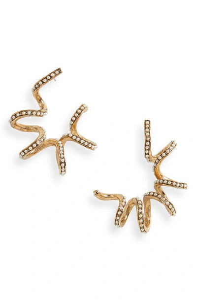 Oscar De La Renta Spiraling Hoop Earrings In Pearl