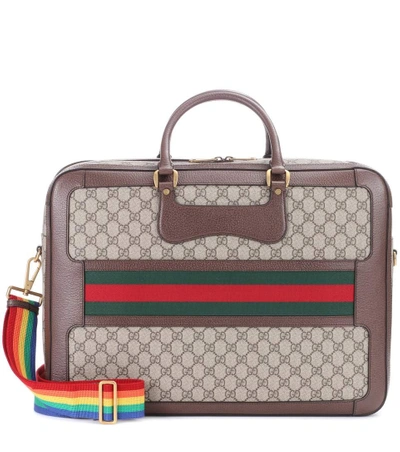 Gucci Coated Canvas Travel Bag In Brown