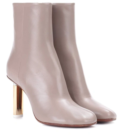 Vetements Leather Ankle Boots In Grey