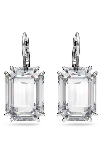 Swarovski Millenia Rhodium-plated Octagon-cut Crystal Earrings In White
