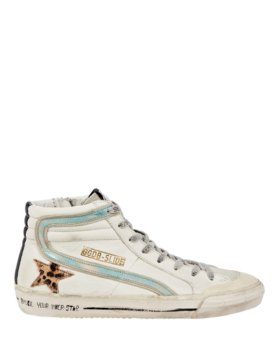 Golden Goose Slide Nappa Upper Suede Toe Leo Horsy Star Leather List Vintage Laminated Wave Signature Foxing In White