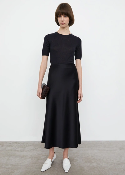 Totme Bias Cut Satin Skirt Black | ModeSens