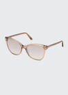 Tom Ford Ani W Ft0844f 45g Cat Eye Sunglasses In Brown