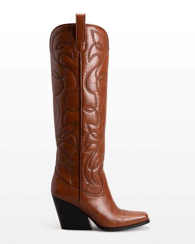 Stella Mccartney 90mm Cowboy Cloudy Faux Leather Boots In Cuoio
