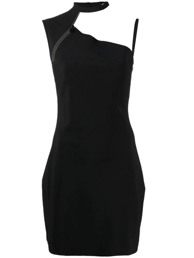 Coperni Zippered Halterneck Mini Dress In Black