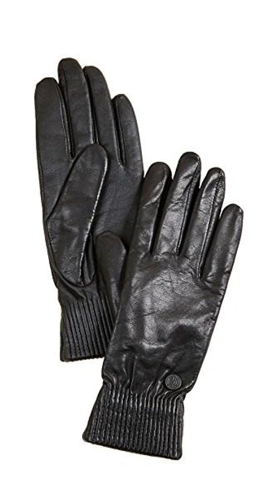 Canada Goose Leather Rib Tech Gloves In Black