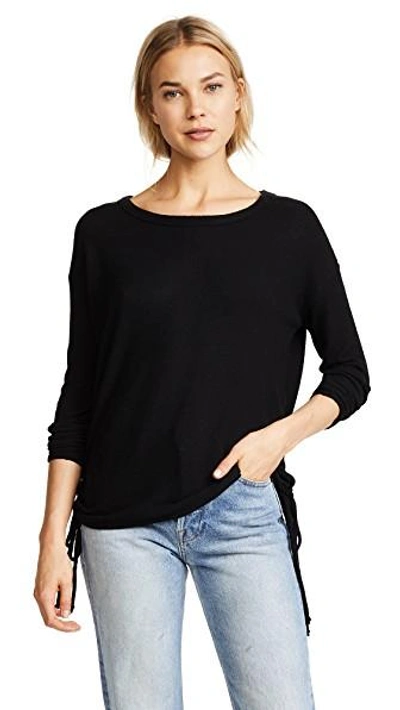 Chaser Textured Lace-up Sweatshirt In Black