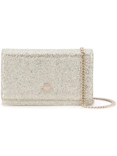 Jimmy Choo Florence Sparkly Crossbody Bag In Champagne
