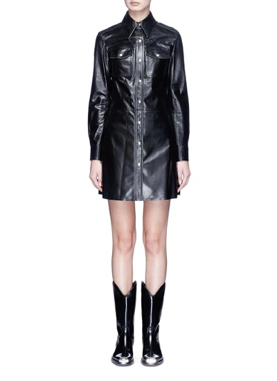 Calvin Klein 205w39nyc Lambskin Leather Shirt Dress | ModeSens