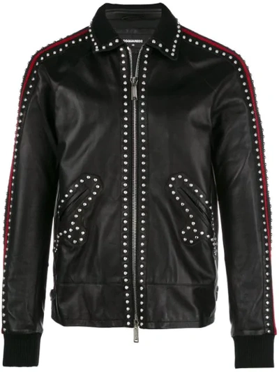 Dsquared2 Sports Leather Jacket In Black
